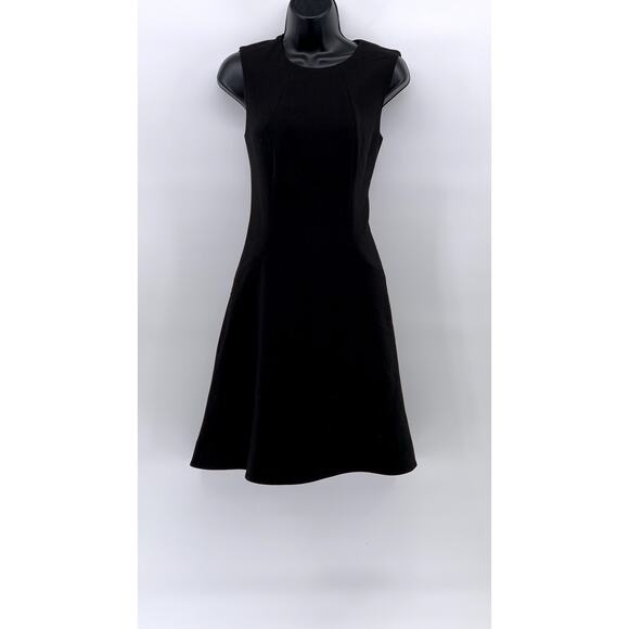 KATE SPADE Women's Black Solid Crewneck Sleeveless Fit & Flare Mini Dress SZ 2 - Picture 1 of 14